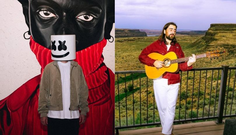 Marshmello and Noah Khan portraits.